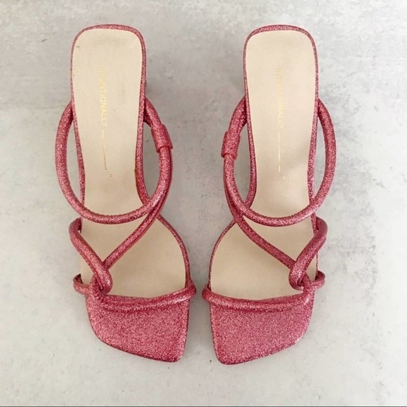 NEW Intentionally Blank Willow Sandals Pink Glitter - Picture 3 of 5